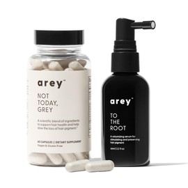 Arey The System Daily Hair Serum and Supplement Treatment for Women & Men | Slows Grey Hair Growth in 3-6 Months | Promote Thicker, Fuller Regrowth | Biotin, B + D Vitamins (1 Month Supply)