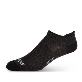 Calcetines para correr hechos en Estados Unidos, no Show Tab Socks - Lana Merino - Mountain Heritage, S12 Micro Weight Black, Large