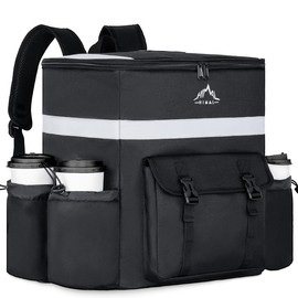 GoHimal Food Delivery Backpack, insulated delivery bags for Delivery Bike, Large Pizza Delivery Bag for HOT/COLD with 4 Pockets Reflective Strip for Uber Eat,Camping & Beach (Black) - Color: Blue