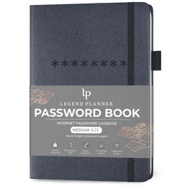 Legend Planner Password Book with Alphabetical tabs. Internet Address & Password Keeper Logbook. Medium Size 5.3″ x 7.7″ Journal Notebook for Password Organization & Saving Website Logins (Mystic Gray)