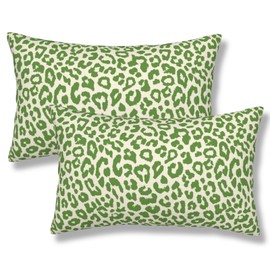 ZYNTIRAX Lime Green Leopard Print Throw Pillow Covers Cheetah Animal Pattern Lumbar Pillow Cover 12x20 Inch Set of 2 Animal Leopard Green Spots Pillowcase Rectangle Cushion Cases for Bed Sofa