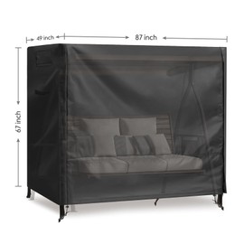 Outdoor Swing Covers 3 Seater Waterproof Patio Hammock Garden Porch Swing Cover Garden Glider Chair Cover UV Resistant Swing Canopy Covers All Weather Protection (87L x 49W x 67H inch)