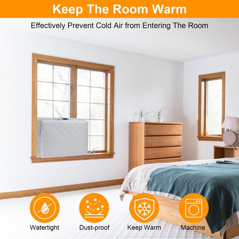 Demao Grey Window AC Covers for Inside, 21" × 15"×