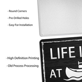 Life Is Better At The River Metal Tin Sign Vintage Look Wall Art Sign for Home Kitchen Beach Farm Garden Garage Inspirational Quotes Wall Decor 8x12 Inch