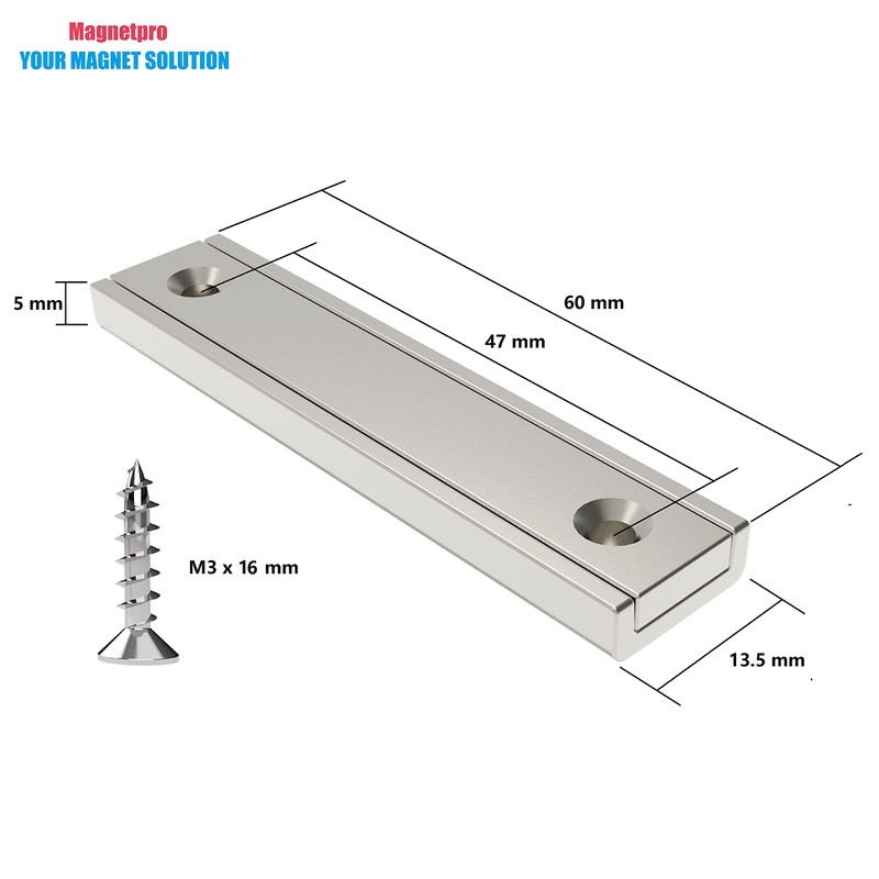 Magnetpro 8 Pieces Rectangular Magnets 70 LB Force 60 x