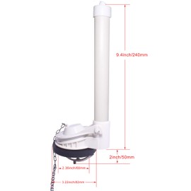 FinFuture Universal Toilet Flush Valve, 2-Inch One Piece Toilet Replacement Parts Toilet Repair Kit with Flapper and Chain, Easy to Install, White