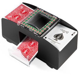 1-2 Deck Automatic Card Shuffler, Poker Shuffler Machine with Rubber Silencer, Lower Noise, Casino Card Electric Shuffler, Playing Card Shuffler for UNO, Phase 10, Skyjo, Skip Bo Home Card Game