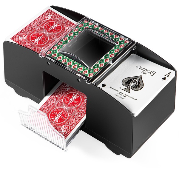 1-2 Deck Automatic Card Shuffler, Poker Shuffler Machine with Rubber
