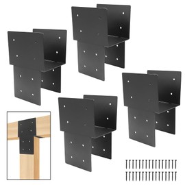 4 Pcs 6 "x 6 "Post Cap Tie Rod Brackets(Actual 5.6 "x5.6 ), Heavy Duty Wood Beam Tie Rod Brackets, for Supporting Outdoor Pergolas, Gazebos, Decks and Porches