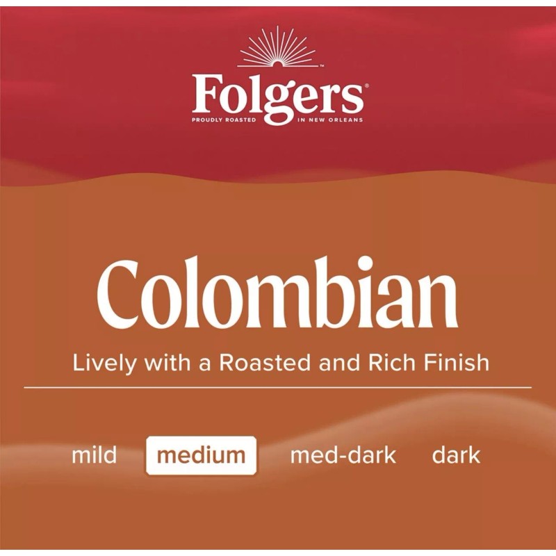 Folgers 100% Colombian Ground Coffee Medium Roast 40.3 oz