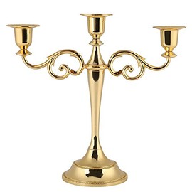 Candelabro de 3 Brazos, candelabro de Metal de Estilo Europeo Candelabro para la Cena de Boda Decoración de Velas caseras (Oro)