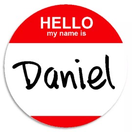 Kiwi Gifts Hello My Name Is Daniel - 100 Pack Circle Stickers 3 Inch - Custom Nametag