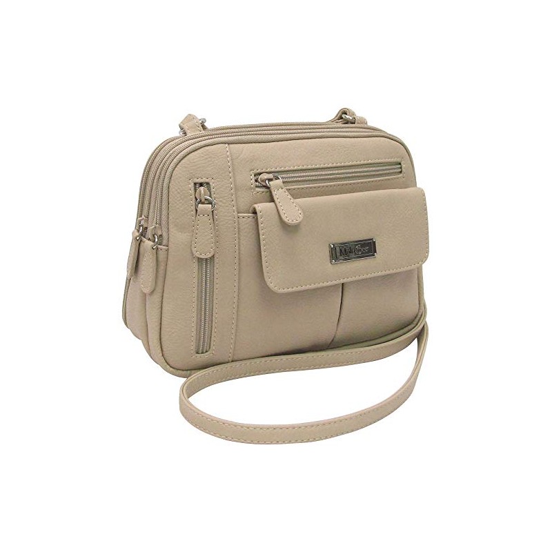 MultiSac Women's Zippy Triple Compartment Crossbody Bag Cross Body, Chino,