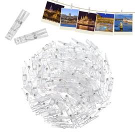 Xinzistar 100pcs Clear Mini Pegs, Small Plastics Mini Clear Pegs for Hanging Photos,Clips Pegs Clear Plastics Clothes Pegs Tiny Photo Clips Small Clear Pegs for Photos Arts & Crafts Weddings Parties