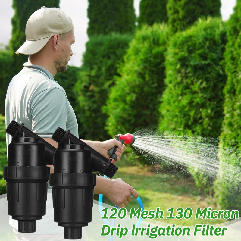 Glooglitter 2 Pcs 3/4" NPT Drip Irrigation Y Filter, 3/4"