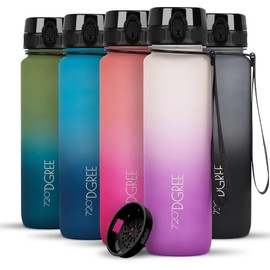 720°DGREE Water Bottle “uberBottle“ +Sieve - 1l Multicolour - BPA-Free Tritan, Leakproof, Reusable Drinking Bottle - Sports Bottle for Gym, Fitness, Kids, Bike, Travel, School, Office