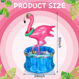 Chuangdi 2 Pcs 50 Inch Inflatable Pink Flamingo Cooler Flamingo Drink Containers Ice Blow up Cooler Inflatable Luau Flamingo in Pool Cooler for Beach Summer Beverage BBQ Picnic Hawaiian Party