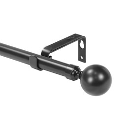 Urbanest 1-inch Diameter Steel Ball Adjustable Single Drapery Curtain Rod, 28-inch to 48-inch, Black