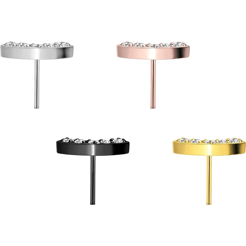 PIERCINGLINE Titanium Attachment with Push Pin Bow + 5 Crystals
