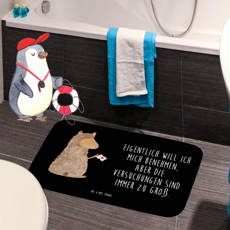 Mr. & Mrs. Panda Shower Mat Alpaca Flag Gift Lama