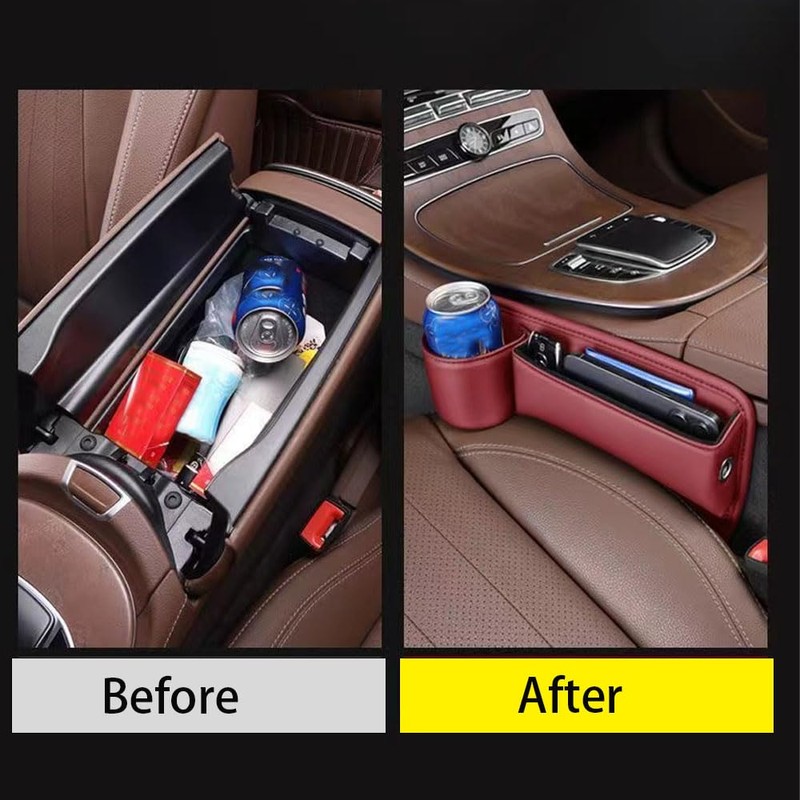 Car Leather Cup Holder Gap Bag for Mobile Phones Glasses
