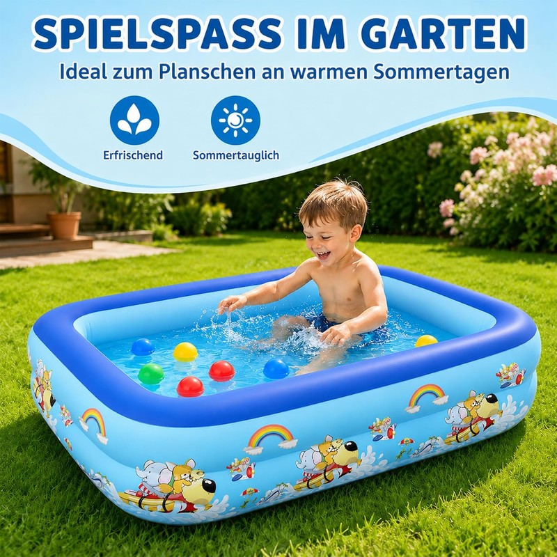Sunshine Smile Piscina Hinchable para niños, 120 x 85 cm,