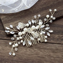 Headdress Hair Comb Crystal Hair Ornament, Flower Hairpin Bridal Wedding Hair Ornament, Bridal Pearl Hair Comb, Pearl Hair Ornament, Hair Accessories, Hair Accessories, Hair Ornaments for Weddings, Parties, Coming of Age Ceremonies, Shichi-Go-San Ceremon