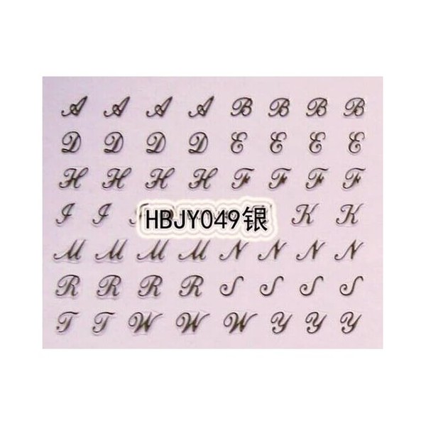 Generic Art Latin English Alphabet Letter 3D Nail Sticker Hbjy049