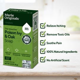 Marie's Original Poison Ivy Soap Bar | All Natural Poison Ivy Treatment | Anti-Itch Skin Cleanser Bar Wash for Poison Ivy, Poison Oak & Sumac | Removes Oils, Soothes & Relieves Rashes | 2.9 ounces