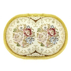Wrapables Oval Vintage Floral Placemat with Gold Embroidery, 18.5 by 13-Inch, Romantic Pink