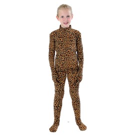 Full Bodysuit Kids Dancewear Solid Color Spandex Zentai Child Unitard (Large, Leopard)