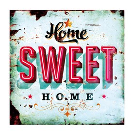 LB H&F Tin Sign Metal Sign Nostalgia Retro Home Sweet Home Turquoise 30 x 30 cm Large (Home)