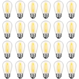 GvvooHome GvvooHome 24 Pack LED S14 Replacement Light Bulbs, Waterproof 1W Vintage Edison Bulbs for Outdoor Patio Backyard String Lights, Dimmable, E26 Regular Medium Screw Base, 2200K Warm White