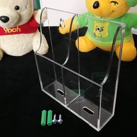 Zmmyr Media Organizer Storage Box Acrylic Transparent Wall Mount Mobile Phone Holder Remote Control (Double Grid)