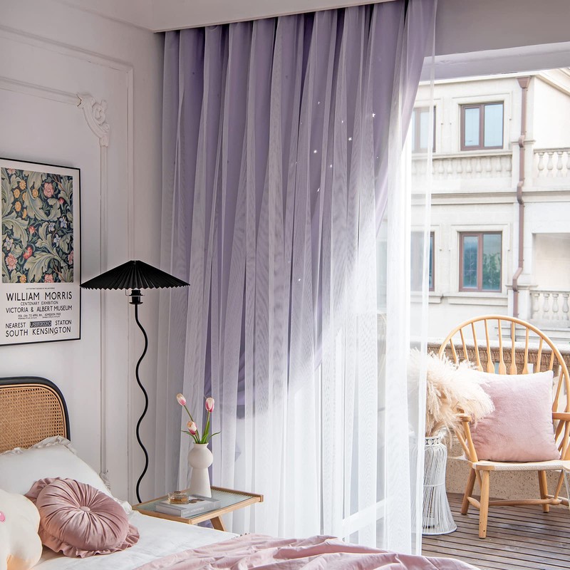 Loyala Stars Double Layer Blackout Curtains - Kids & Bedroom,