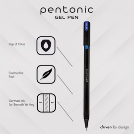 Pentonic Gel Pens, 36-Pack, Assorted Colors (Classic, Neon, Pastel & Glitter), Fine & Medium Point, Smooth Writing for Journaling, Coloring & Office Use, Quick-Dry Ink, Matte Black Barrel