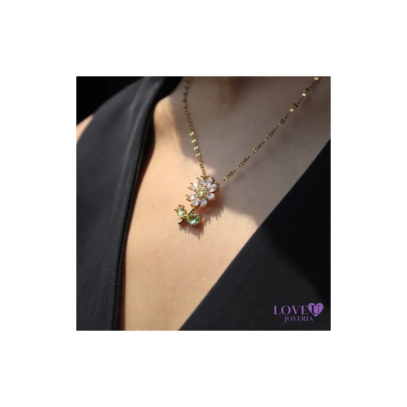 Collar Girasol Shrek Love U Joyería Chapa De Oro 18k