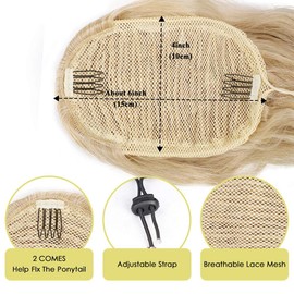 Greenmirr Wavy Ponytail Hair Extension with Drawstring Ponytail Extension Synthetic for Daily Fake Hair 24 Inches (T30-613)