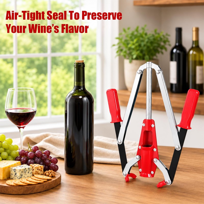 Hgkeke Double Lever Wine Corker, Effortless Metall Corker for Wine