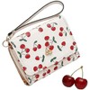 Cartera para Mujer Pequeña Bifold Compacta con Cremallera,Cereza