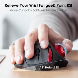 SANWA 2.4G Wireless Trackball Mouse, Optical Ergonomic Rollerball Mice, Programmable Silent Buttons, USB-A & Type-C Receiver, Thumb Control, 4 DPI, Rechargeable Compatible for PC, Mac, Windows, Laptop