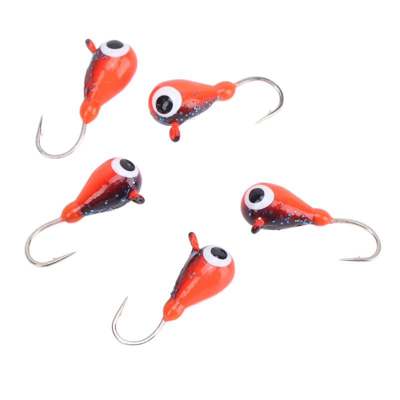 5 PCS Ice Fishing Jigs Kit Winter Fishing Perch Hooks