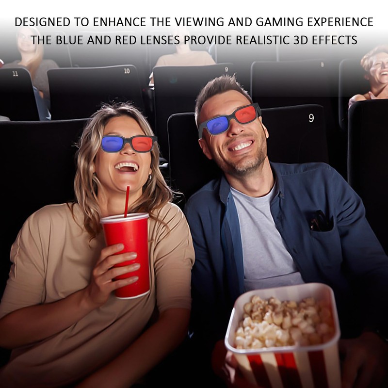 XMNIVATE 4 Pieces 3D Tv Glasses, Red And Blue 3D