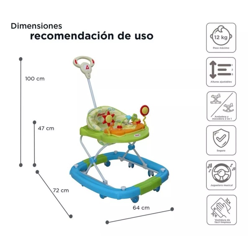 D'bebé Andadera Mecedora D Bebe Sunshine 2 En 1 Baston