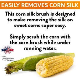 Corn De-Silker Brush | Bristled Veggetable Scrubber for Brushing Carrots, Potatoes | Durable & Firm Corn Scrubber, Corn Silk Hair Remover, Food Brush by FryOilSaver Co. B239C