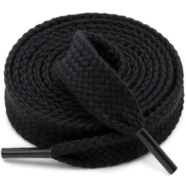 DELELE Flat Fat Shoe Laces: 5/8 Inches Wide Black Athletic Shoelaces for Sneakers 2 Pair 59 inch