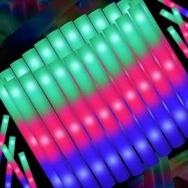 SHQDD 51 PCS Foam Glow Sticks Bulk with 3 Modes Colorful Flashing, Glow Sticks Pack, Foam Light Up Sticks, Glow in Dark Party Supplies for Wedding, Raves, Party, Halloween, 4th of July