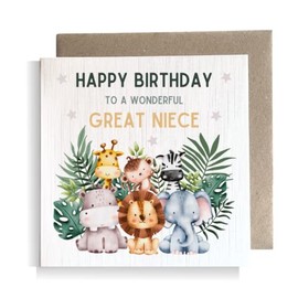 Second Ave Great Niece Children's Kids Baby Safari Square Card For Girl Birthday