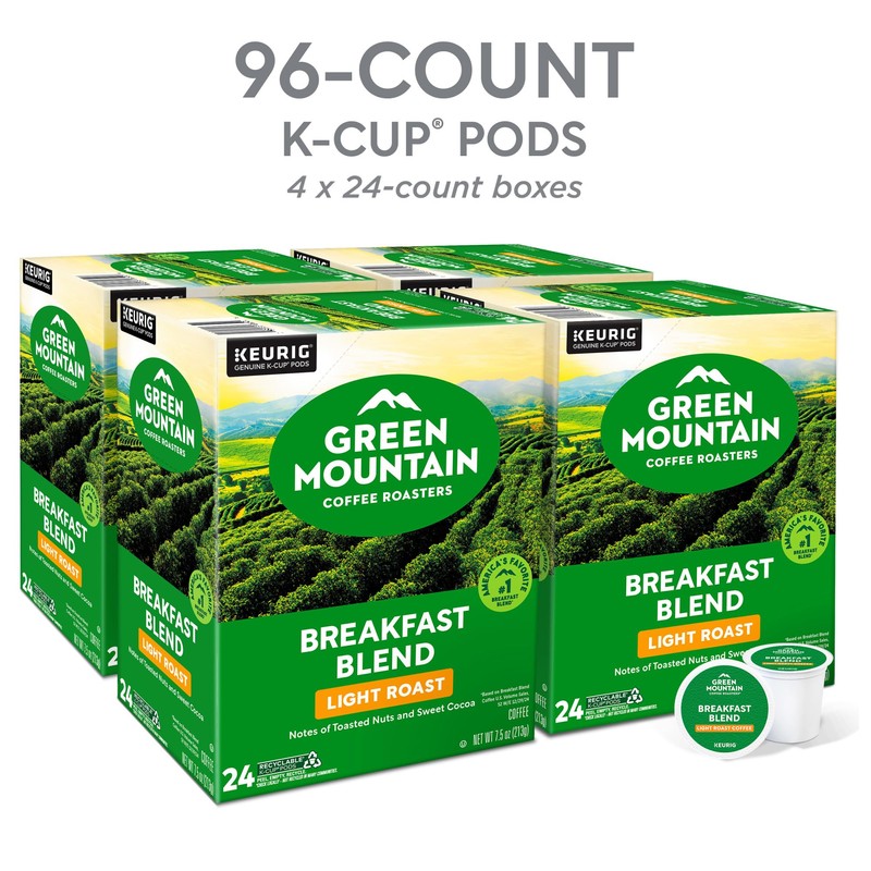 Green Mountain Coffee Roasters Breakfast Blend Single-Serve Keurig K-Cup Pods,