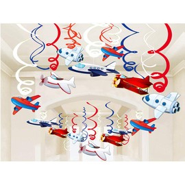 30 Pieces Airplane Hanging Swirl Decorations Airplane Party Supplies Airplane Ornaments Party Favors Airplane Ceiling Whirls Hanging Swirls Decorations for Adult Men Women Airplane Bachelorette Party